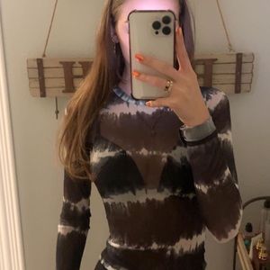 mesh black and white long sleeve